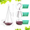 2 Pack Hanging Bird Bath for Outdoors, Metal Birds Feeder & Water Bowl with Chains and S-Hooks, Garden Birdbath Tray for Patio Porch, Tree Branch, Backyard Yard Decor (Rustic Brown)