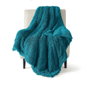 Bedsure Fuzzy Sherpa Faux Fur Twin Blanket Teal Cozy Gifts for Women Men, Soft Fleece Plush Warm Minky Thick Blanket Twin Size for Bed, Couch, Room Decor Dorm Essentials Teal Decor Gifts, 60x80