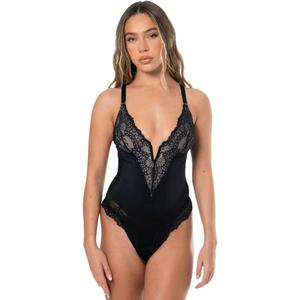 HeyShape Bodysuits for Women - V-Neck Lace Backless Thong - Body Shaper Tummy Control Shapewear for Women, XL