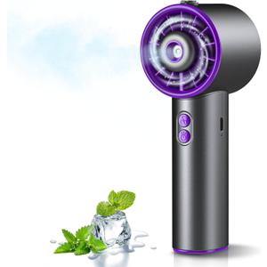 Ausic Portable Handheld Turbo Fan with Mist, High-Speed Personal Mini Misting Fans, 3 Speeds Rechargeable Battery Operated Small Fan for Travel/Outdoor/Home/Office/Makeup/Gift (Grey)