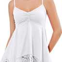 TAIPOVE Lace Camisole Tops for Women Peplum Spaghetti Strap Tank Baby Doll V Neck Sleeveless Cami Going Out Shirts (Large, White)