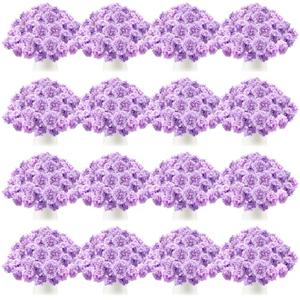 Tigeen 150 Pcs Hydrangea Artificial Flowers Bulk 7.48 Inch Artificial Hydrangeas with Removable Stems Faux Flowers Wedding Decor for Home Garden Party Decoration DIY Project (Lavender)
