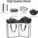QIELSER Black and White Gift Bags with Handles, 8x5x10 Inch Medium Paper Bags with Tissue Paper for Wedding, Baby Shower, Birthday, Party, Holiday, Guest Welcome Bags (48)