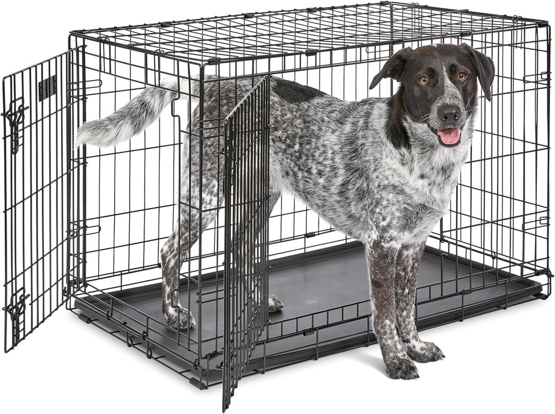 MidWest Homes for Pets 36-Inch iCrate for Medium-Large Breeds, 41-70 lbs, Single Door Folding Dog Crate with Divider Panel, Leak-Proof Tray & Secure Latches, Portable, Durable & Easy to Assemble