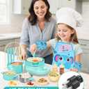 Kids Cooking Sets Real- Safe Mini Kitchen Set with Kids Knife Set for Real Food Making, Toddler Montessori Kitchen Playset for Girls Boys (Green)