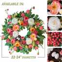 24 Inch Spring Wreaths for Front Door Outside,Handcrafted Spring Door Wreath with Roses,Eucalyptus Greener y& Bird Nest Eggs,Luxury Summer Wreaths for Front Door for Porch Home Wall Window