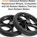 BlessReach 2PCS 8 Inch Walker Wheel, 5/16" (8 mm) Bearing Solid Replacement Wheels for,RollingWalker (8 Inch) (8mm)