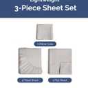 Lightweight 3 Piece Bed Sheet Set Twin Size - Cooling Sheets for Hot Sleepers - Soft Breathable Bedding Set w/ 8-16 Inch Deep Pockets - 1 Flat, 1 Fitted & 1 Pillowcase - Wrinkle Resistant - Light Grey