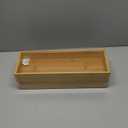 Bamboo Kitchen Drawer Organizer Boxes – 14" x 5" Stackable Wood Silverware Utensil Tray for Drawers, Cutlery & Flatware Storage – Wooden Organizers Set of 2 for Junk Drawer Bins, Bathroom, RV