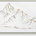 White and Gold Framed Paintings Textured Wall Art - 3D Mountain 100% Hand Painted Canvas Home Decor 48x24 Large Horizontal Contemporary Artwork Decoration for Living Room Bedroom