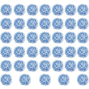 Blue Hydrangea Artificial Flowers Bulk, 40 Pcs Faux Hydrangea Flowers Heads, Artificial Fake Silk Hydrangea Flowers with Stems, Blue Flowers Artificial for Decoration Wedding Dcor (Light Blue)