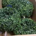 momoplant Artificial Topiary Double Ball Small Trees with Ground Spike 35 Inch Tall for Outdoor/Indoor [2 Pack] 2 Ft Faux Boxwood Plants