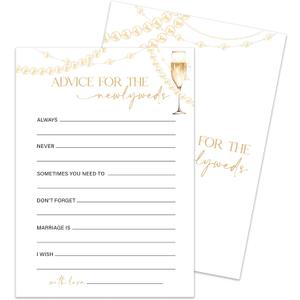 Champagne Bridal Shower Games Cards 30 Guests, Advice For The Newlyweds Wedding Advice Card Bridal Shower Games for Reception 30pcs - Rehearsal Engagement Party Activities /001