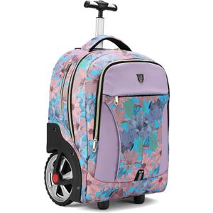 Rolling Backpack with Wheels for Business, Travel & Commute - Carry On with Laptop Compartment, Fits 15.6 Inch Laptop - Wheeled Backpack for Adults (Pink, 20inch)