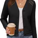 GRACE KARIN Womens Long Sleeve Zip Up Cardigan Sweaters Lightweight Fall Fashion Sweater Jacket Knitted Fall Clothes Large, Black 