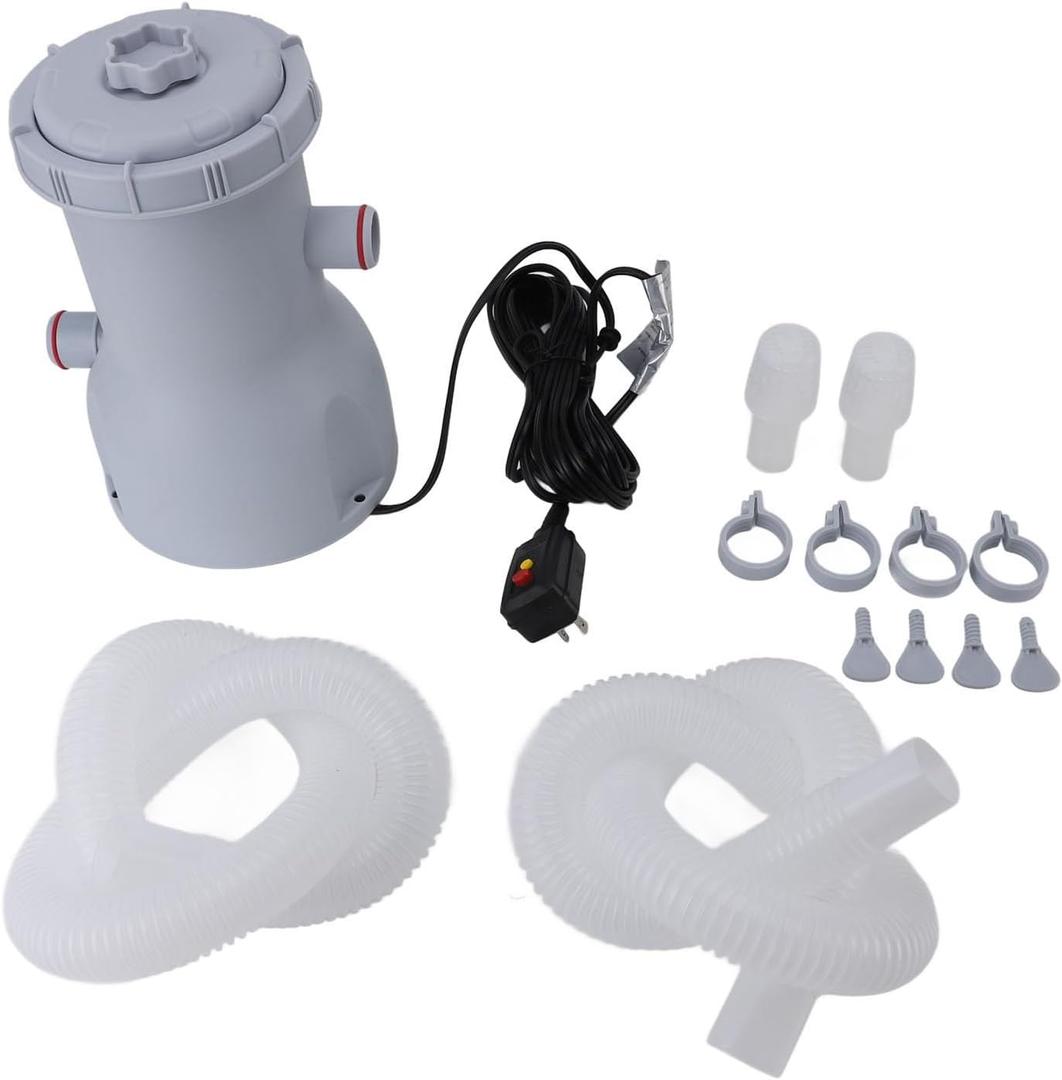 530 GPH Clear Cartridge Filter Pump for Ground Pools, Efficient Circulation Filtration, Quiet with ABS Material, Complete Accessories (US Plug 110V)