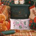 Pink Cute Christmas Pillow Covers 12x20 Inch, Trendy Cute Pink Christmas Decorations Pillows, Decorative Throw Pillow Case, Xmas Lumbar Cushion Covers for Home Party Room Bed Couch Sofa