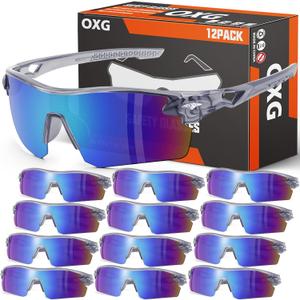 OXG 11 Pack Safety Glasses for Men Women, ANSI Z87.1 Safety Goggles Impact Resistant Protective Eyewear for Work, Outdoor (Green)