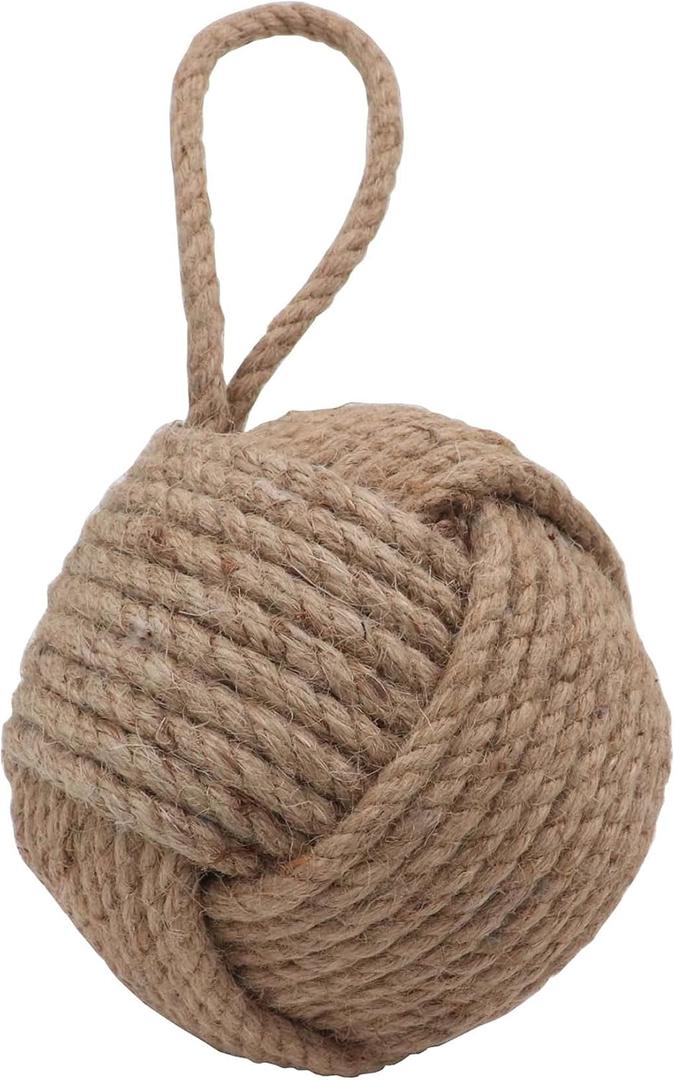 Nautical Doorstop Rope Sailor Knot Decorative Jute Under Mount Handmade Door Stopper with Handle for Floor by The Metal Magician (5" Jute (Natural Color))