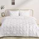 Basics Soft, Lightweight Down Alternative Comforter Set, 3Piece Pinch Pleat Bedding Set with Piped Edges, Full/Queen Size, Bright White
