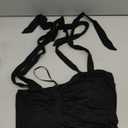 Verdusa Women's Knot Tie Shoulder Sleeveless Ruched Crop Cami Tops (Medium, Black)