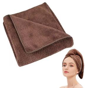 Laojbaba Microfiber Hair Towel Quick Dry Hair Towel Hair Drying Towels Suitable for All Kinds of Hair Ultra Absorbent Long and Thick Hair 19X39inch Dark Brown (1pcs)