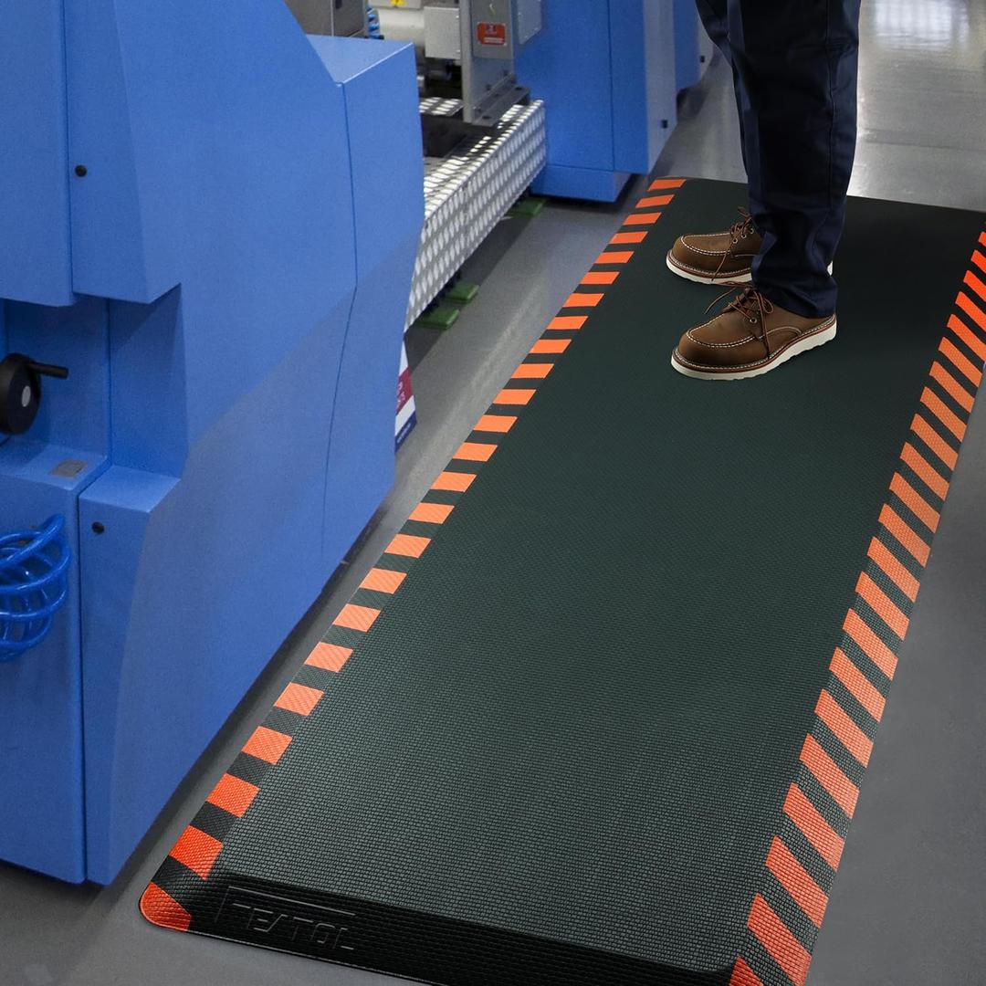 FEATOL Anti Fatigue Mat Industrial, Ergonomic Standing Floor Mat for Work for Stand -Safety Support for Leg & Back Pain(Orange Border, 24" x 70", 2PC)