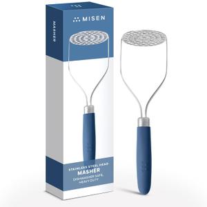 Misen Masher  Durable Stainless Steel Head, Ergonomic Non-Slip Handle for Effortless Mashing  Versatile Kitchen Tool for Potatoes, Vegetables, and More  Dishwasher Safe and Built to Last