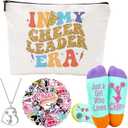 Cheerleader Gifts Set Including Makeup Bag, Necklace, Socks, Stickers - Cheerleading Lovers Gift for Women