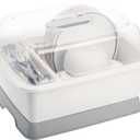 Lyellfe Plastic Dish Drying Rack, Bottle Dryer Holder with Cover Lid and Removable Drainboard, White Utensil and Cup Holder for Kitchen Counter, Dish Dryer Shelf, Medium Size