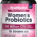 NewRhythm Probiotics for Women, P-5-P, Vitamin C & Organic Cranberry, 100 Billion CFU 18 Strains, Prebiotics & Vaginal Probiotics for Digestive Health & PH Balance, 60 Capsules, No Dairy (EXP: 05/2028)