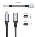 AGVEE 2 Pack 4 inch USB-C Female to Lightning Male Adapter, 30W Fast Charging Charger Converter for iPhone 14 13 12 11 Airpods iOS Device Carplay, Not for Audio, Dark Gray