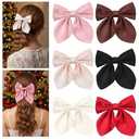 DOPENSPI 6 Pcs Hair Bows for Women, Cute Bow Hair Clips with Long Tail Silky Satin Hair Bows Ribbon Alligator Clips Accessories for Women Chirstmas Gifts