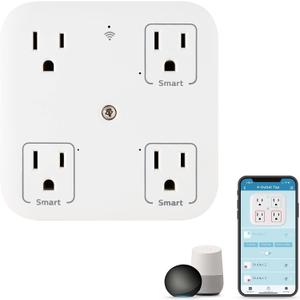 Philips 4-Outlet Extender, Grounded Power Adapter, Charging Station, Smart Surge, Wi-Fi Indicator Light, Compatible with Amazon Alexa and Google Assistant, ETL Listed, White, SPP4311WF/37