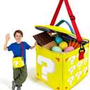 Easter Basket Yellow Question Box Bag, Lunch Bag Storage Basket Game Merch Gifts for Party Supplies Favor Room Decor, Costume (Light-Yellow)