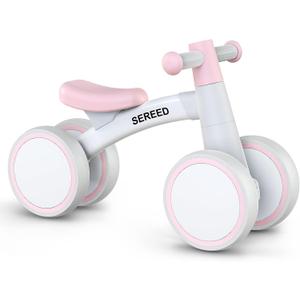 SEREED Baby Balance Bike for 1 Year Old Boys Girls 12-24 Month Toddler Balance Bike, 4 Wheels Toddler First Bike, First Birthday Gifts (Pink)
