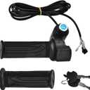 1Pair E-Bike Throttle Grip, 12v-84v Universal Electric Bicycle Scooter Handlebar Grip Twist Throttle with LCD Battery Voltage Display Key Knock for Motorbike Motorcycle E-Bike