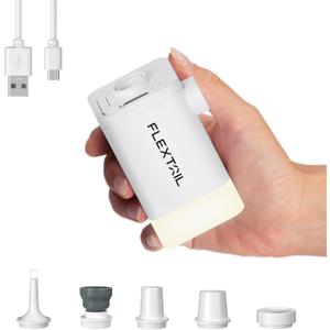FLEXTAILGEAR 4.5kpa Air Pump for Inflatables, Protable Air Mattress Pump with LED Light,4800mAh Rechargeable Battery,Rapid in/Deflation with 300 L/min Airflow for Air Mats,Swimming Rings,Vacuum Bags (White)