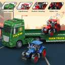 3-in-1 Farm Truck Toys for Kids Ages 3-6 25.6 Inch Extra-Large Inertia Semi Trailer with Lights & Sounds, Detachable Tractor and Light & Sound Farm Vehicle