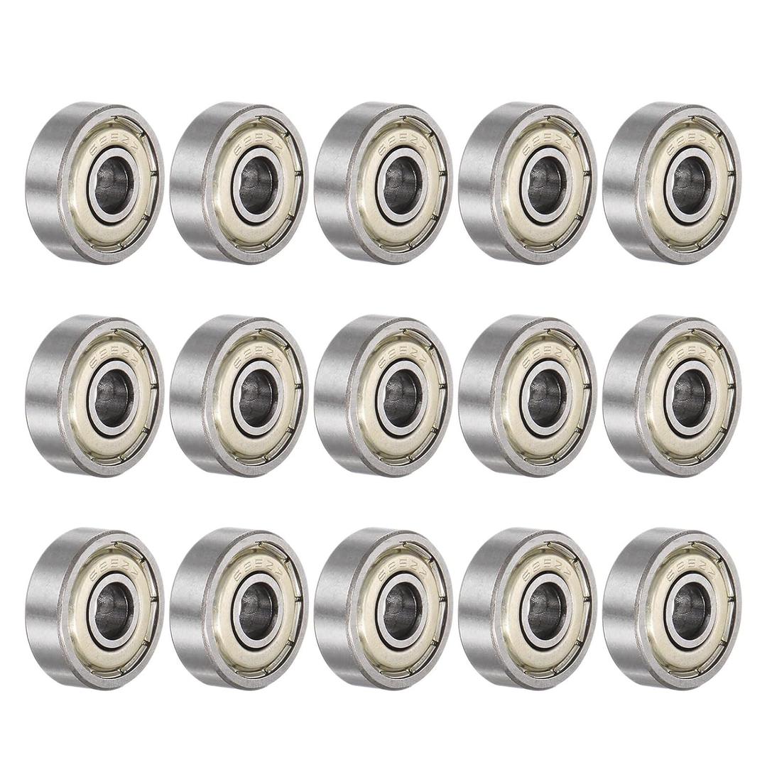 uxcell 15pcs 625ZZ Deep Groove Ball Bearings 5mm Bore 16mm OD 5mm Thick Carbon Steel Double Shielded ABEC3 Z1 Bearing for Motors