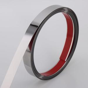 Peel and Stick Metal Molding Trim, Self-Adhesive Stainless Steel for Wall, Fireplace, Mirror Edging and Craft Decoration (Glossy Silver, 20ft x 2in)