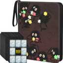 9-Pocket Trading Card Binder & Sports Card Book, 3-Ring Zipper Album Holds 900 Cards with 50 Removable Pages, Fits Standard 2.5" x 3.5" Game & TCG Cards, Water-Resistant PU Cover