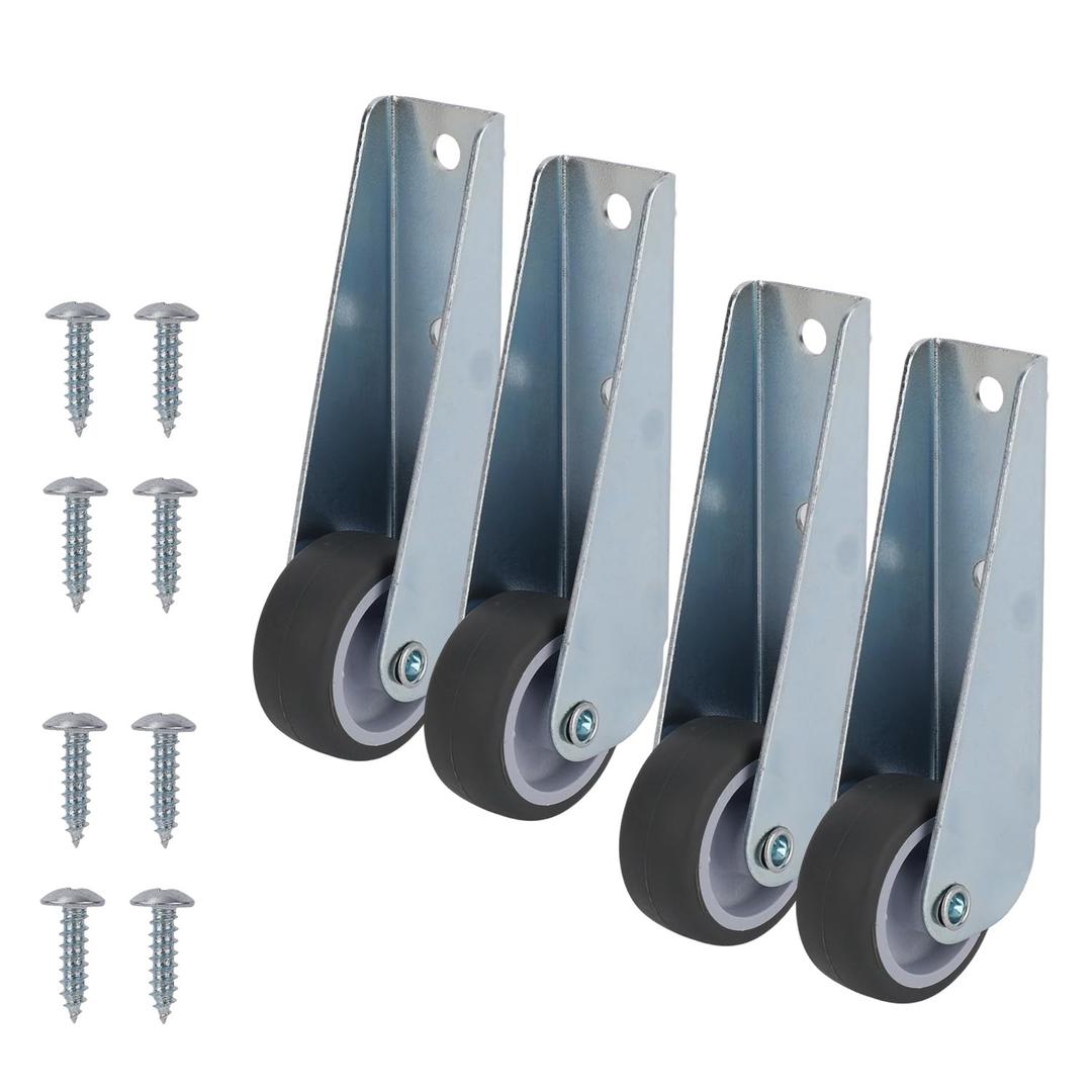 4 Pcs Gate Caster Wheels Replacement and 4 Screws, Rubber Rolling Swivel Casters Heavy Duty Directional Wheels for Wooden Gates Furniture Table Sofa Cabinet Fence