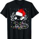 Axolotl Xmas Hat Santa Tree Cute Funny Christmas Pajama T-Shirt,  Size Youth Medium