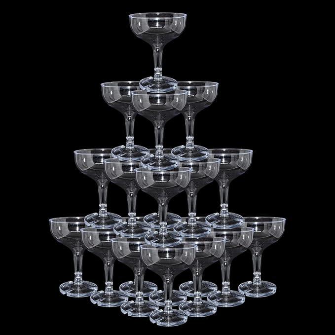 20pcs Plastic Champagne Coupe Glasses