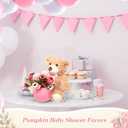 Amyhill 4 Sets Little Pumpkin Baby Shower Decorations Bear Baby Shower Table Centerpieces Bear Stuffed Artificial Flowers Plastic Pumpkin Vase Set for Fall Autumn Gender Reveal Party Decor(Pink)