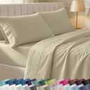 CALIFORNIA DESIGN DEN Soft 100% Cotton Bed Sheets Queen Size Set, 400 TC Good Housekeeping Award Winner, Silky Smooth Sateen, Deep Pockets, Breathable & Durable Queen Bedding Set - Beige (Golden Tone)