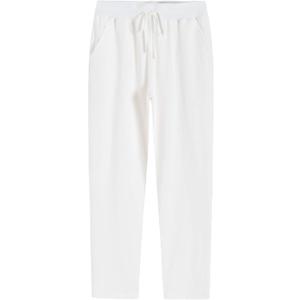 Weintee Women's Cotton Sweatpants with Pockets (Large Petite, White)