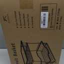 Large 2 Tier Fruit Basket for Kitchen Counter with 2 Banana Hangers, Metal Fruit Bowl with Protection Mats for Vegetable Bread Snack, Black, 14.5" W x 9.5" D