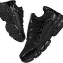 LIANGGO Steel Toe Shoes for Men Women Composite Toe Safety Work Non Slip Industrial Air Cushion Tennis Sneakers Black, Size 6 Women/4.5 Men